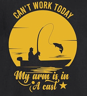 
Retro Angler Delight: Humorous 'Arm in a Cast' Fishing Shirt