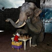 Play Chess Elephant Mouse Snail Fantasy Waterfall