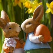 Easter Bunny Rabbit Figurines Statuettes Couple