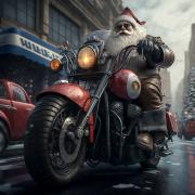 Santa Claus Riding His Motorcycle