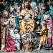 Bread Multiplication Altar Carving Jesus Christ