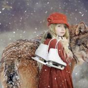 Wolf Girl Enjoying The Snow