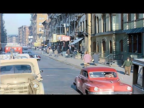 New York 1940s in Color, Chinatown [60fps,Remastered] w/sound design added #Video