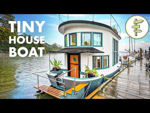 Spectacular Tiny House Boat with The Most STUNNING Interior! Full Tour #Video
