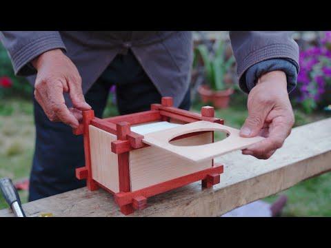 Tenon and tenon wooden tissue box #Video