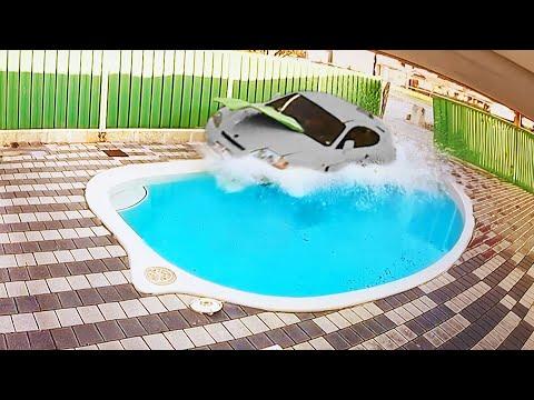 Car Crashes into Pool -  Your Daily Dose Of Internet #Video