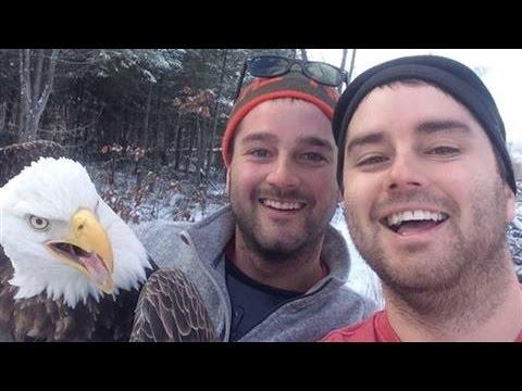 Brothers Free Trapped Bald Eagle ThenTake Selfie