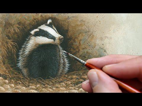 Portrait of a Rescued Badger Cub | Wildlife Art | Robert E Fuller #Video