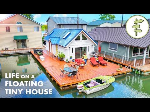 Woman Living in a Beautiful Floating Tiny House – Full Tour & How It Works #Video