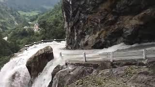 Dangerous Waterfall and Road in Nepal