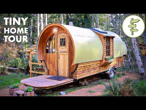Beautiful Wagon Style Tiny House Built with Reclaimed Materials #Video