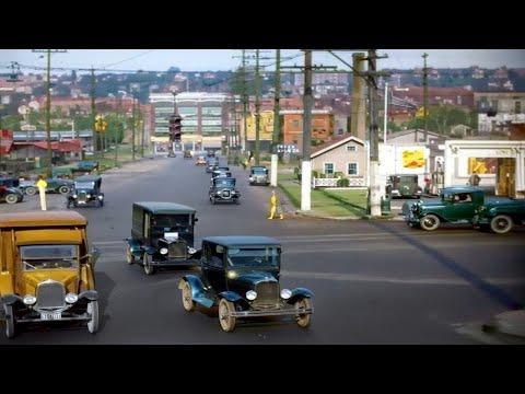 Seattle 1930s in color, Street Scenes [60fps,Remastered] w/sound design Added #Video