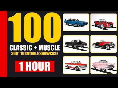 100 Classic & Muscle Cars on a Turntable | 1 Hour | 360° Showcase #Video