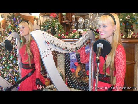 FALL SOFTLY SNOW - Live Video - Harp Twins, Camille and Kennerly