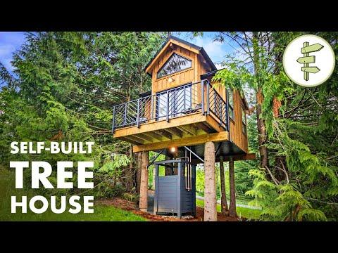 Stunning Ultra Tiny Tree House with Modern Interior Design - FULL TOUR  #Video