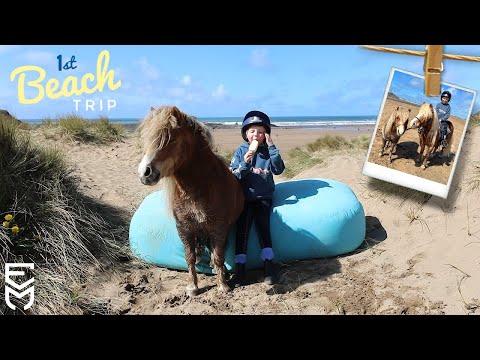 Lexi's First Beach Trip with the Ponies! (in a howling gale!) #Video