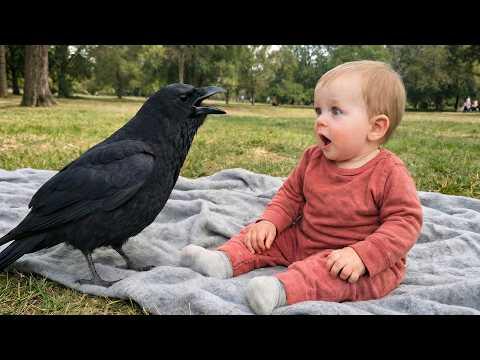 This Baby’s Reaction to a CROW is Priceless! Funniest Crow Videos
