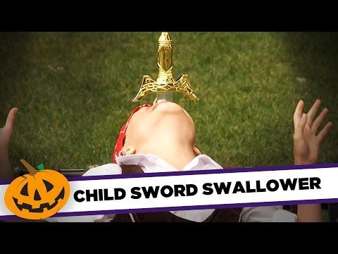 Kid Swallows Whole Sword. Just For Laughs Pranks