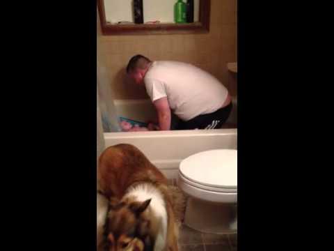 Baby And Daddy Bath Time! Daddy Caught Off Guard Singing