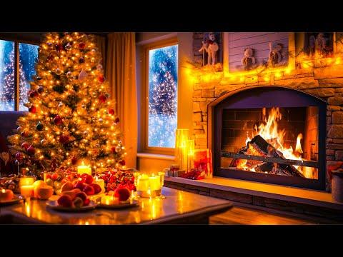 Beautiful Christmas Ambience - Relaxing Christmas Music Fireplace - Christmas Fireplace Background #