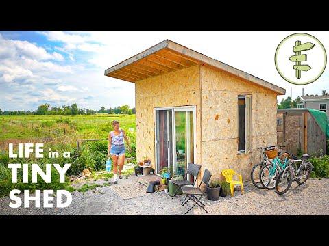Woman Living in a 10' x 11' Shed Converted into a Budget Tiny House #Video