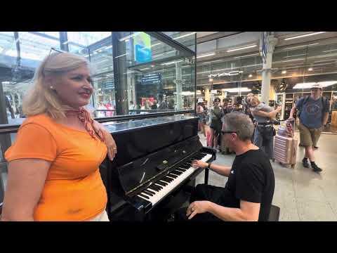 Orange Lady Surprise At The Public Piano #Video