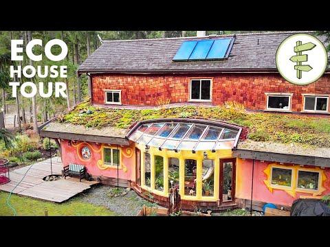 Unique Sustainable Home Built with Nearly 100% Natural Materials - Green Building Tour Video