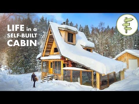 Couple's Cozy Log Cabin Home Built from Scratch with 40 Trees from the Land #Video