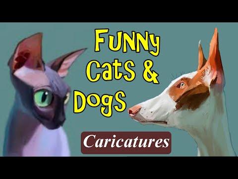 Funny Cats And Dogs Caricatures By Albeniz Rodriguez #Video