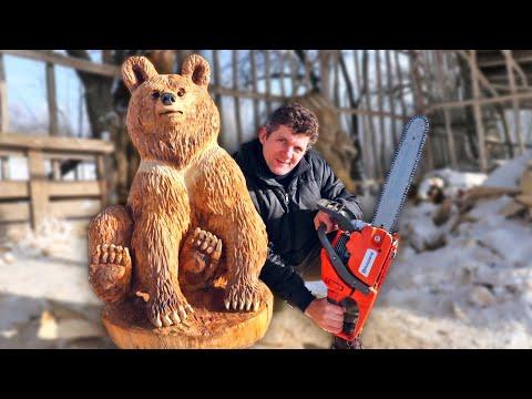 I made a REAL SIZE bear with a CHAINSAW in 2 days. #Video