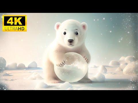 Baby Animals 4K (60FPS) - Adorable Winter Baby Animals With Relaxing Music (Colorfully Dynamic) #Vid