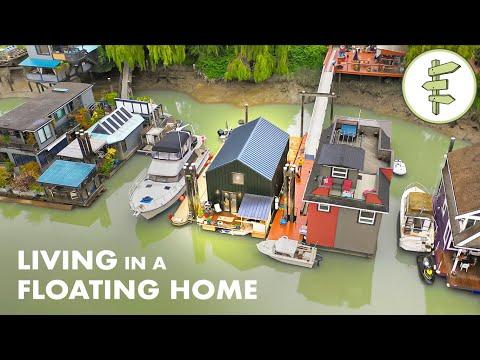Couple Living in a Beautiful Floating Home on a Peaceful River – Full Tour & How It Works #Video