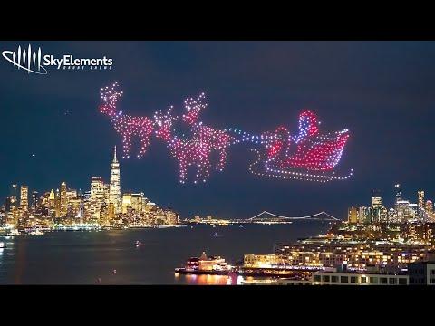 Santa Over NYC! Coca-Cola Drone Show by Sky Elements Drone Shows #Video