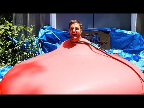 6ft Man In 6ft Giant Water Balloon - 4K - The Slow Mo Guys