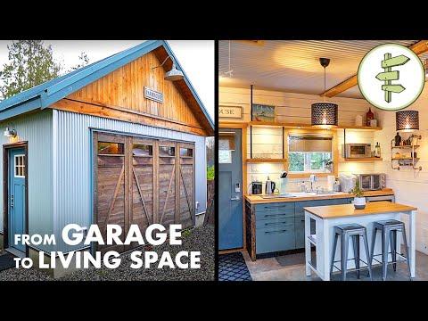 Garage Converted into AMAZING Modern Living Space Video - Tiny Home Tour