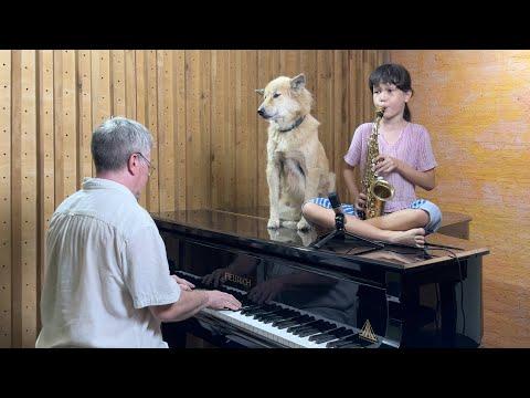 Daddy Daughter 'Moon River' Sax & Piano for Sharky the Dog #Video