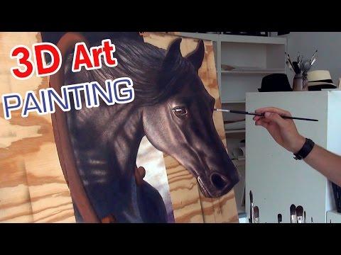 Drawing A HORSE In 3D / Anamorphic Speed Painting