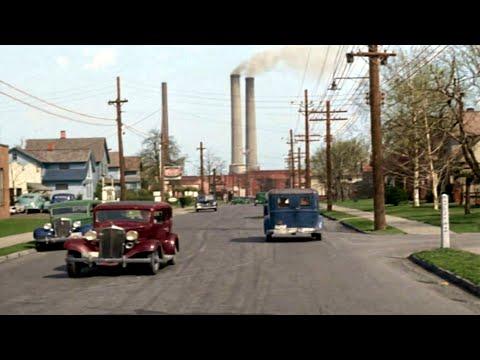 Ohio 1930s in color, Residential–Industrial Area [60fps, Remastered] Sound Design #Video