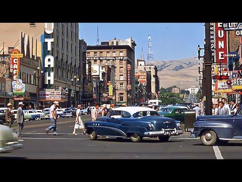 1950s American City Life in STUNNING COLOR #Video