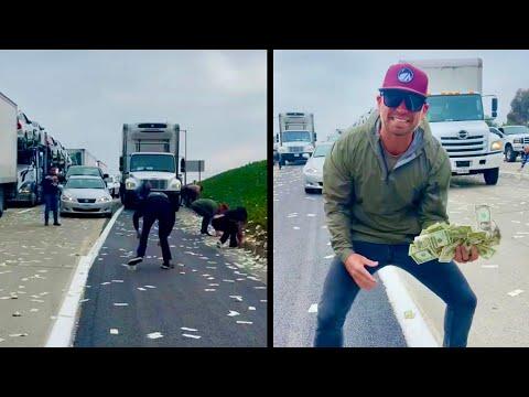 Money Scattered All Over Highway. Your Daily Dose Of Internet. #Video