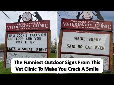 The Funniest Outdoor Signs From This Vet Clinic To Make You Crack A Smile #Video