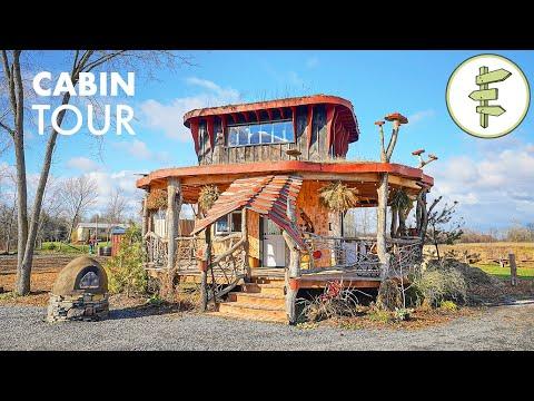 Unique Off-Grid Cabin with Green Roof & Stylish Interior - Full Tour #Video