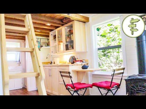 Tour This Extra Wide Tiny House with a Unique Folding Ladder