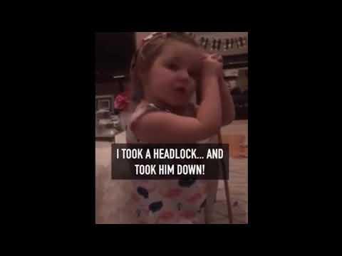 Three year old explain why she put boy in headlock