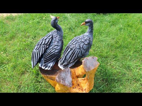 Amazing CHAINSAW wood carving, wooden Wild Geese. Vlad Carving. #Video