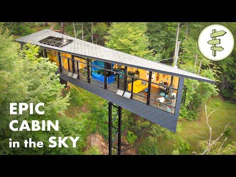 Architect's Mind-Blowing Cabin Floats 60 Feet Above the Ground – OFF GRID CABIN TOUR #Video