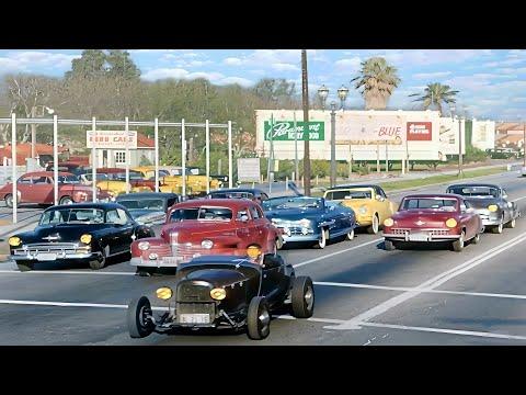 Los Angeles 1950's in color [60fps, Remastered] w/sound design added #Video