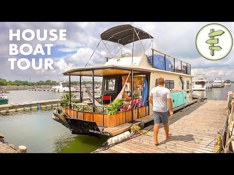 Retro Houseboat Transformed Into Amazing New Space – FLOATING TINY HOUSE TOUR #Video